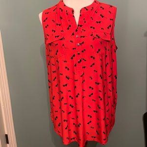 Ava & Grace drape neck, red sleeveless top